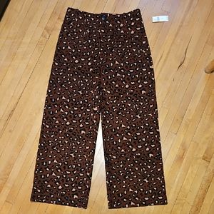 NWT Maeve colette Leopard Print Wide-Leg Pants Anthropologie size 29